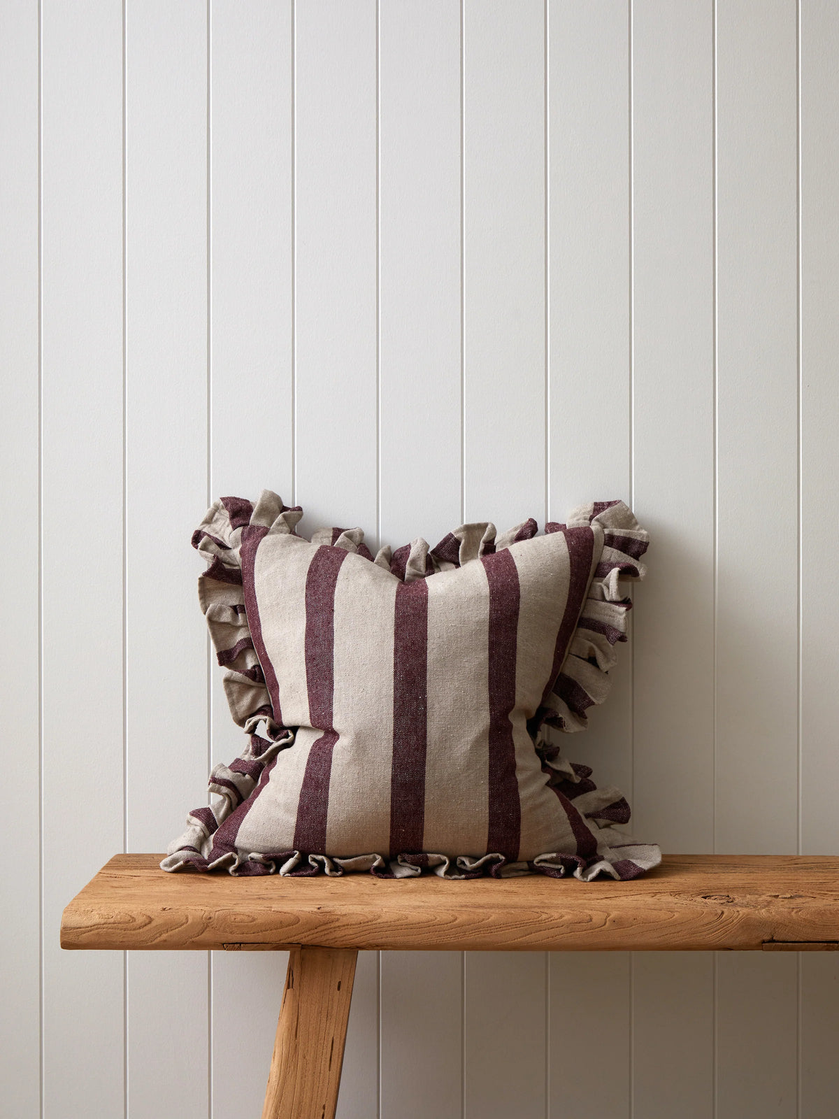 Alba Cushion in Merlot Stripe 50 x 50cm