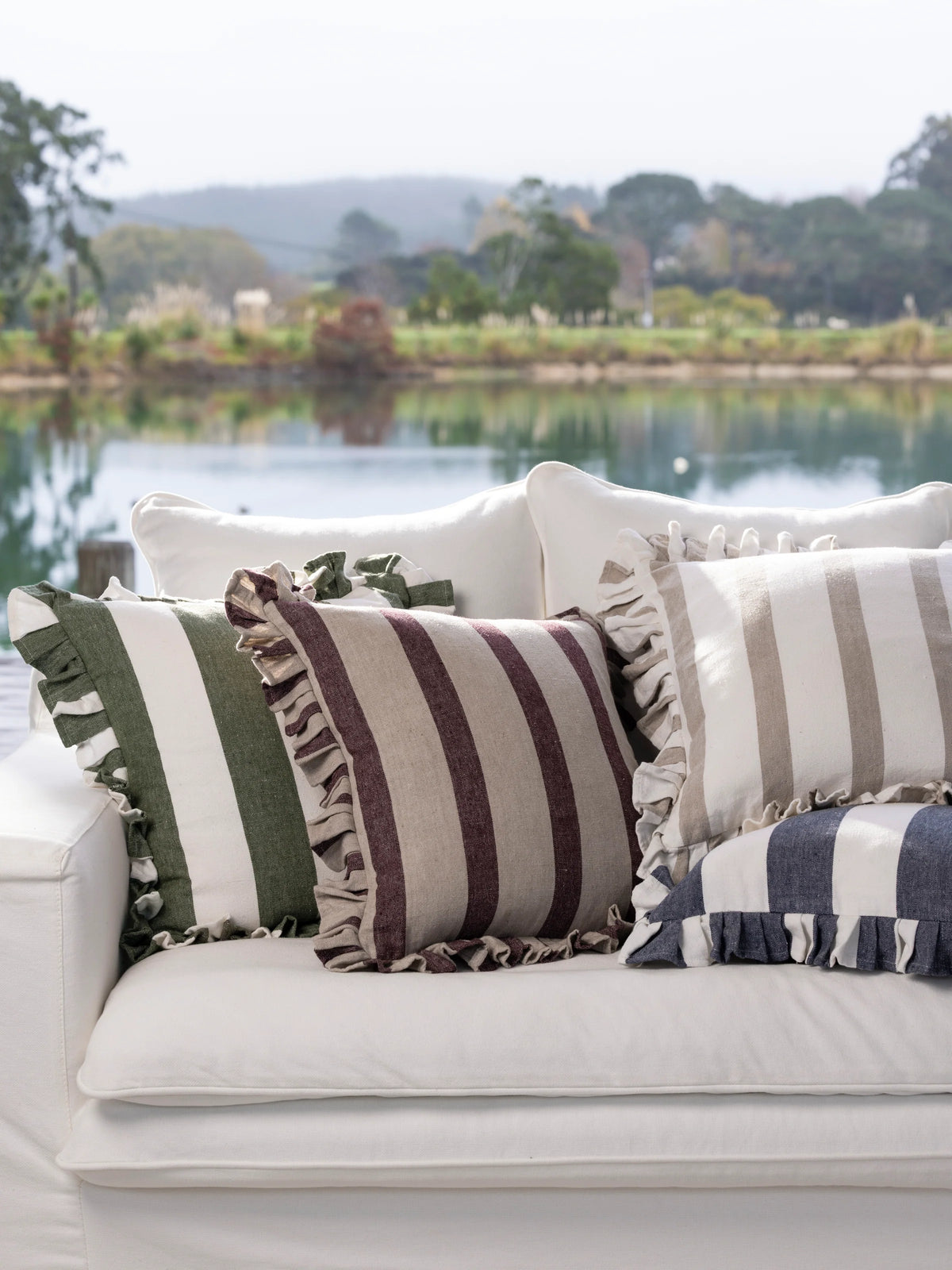 Alba Cushion in Merlot Stripe 50 x 50cm