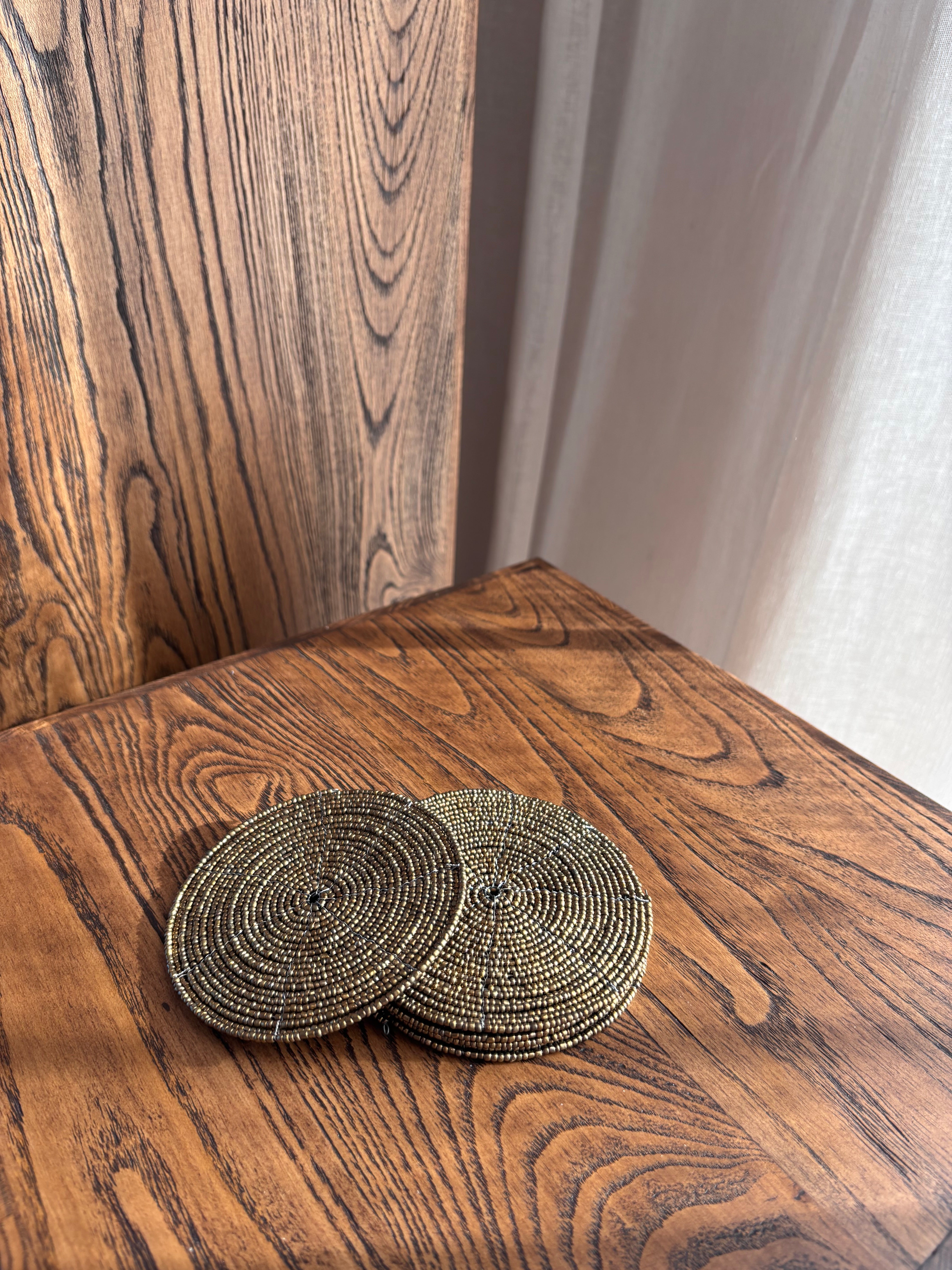 Beaded Coaster - Gold