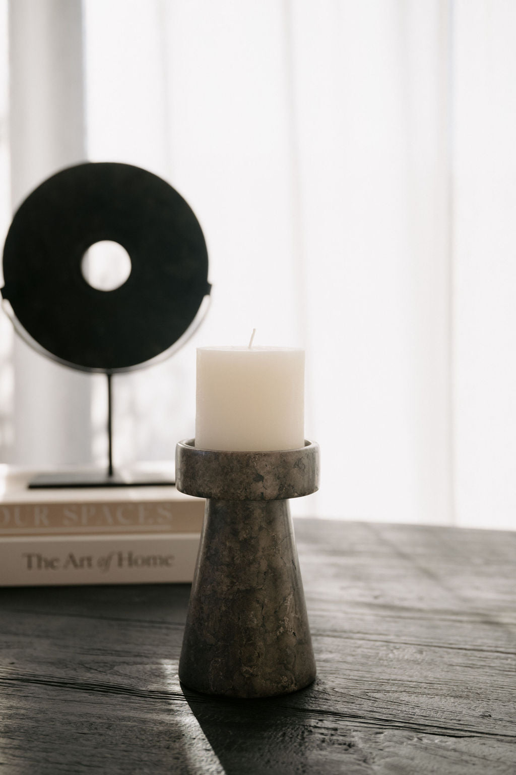 Oro Candle Holder - Black Marble
