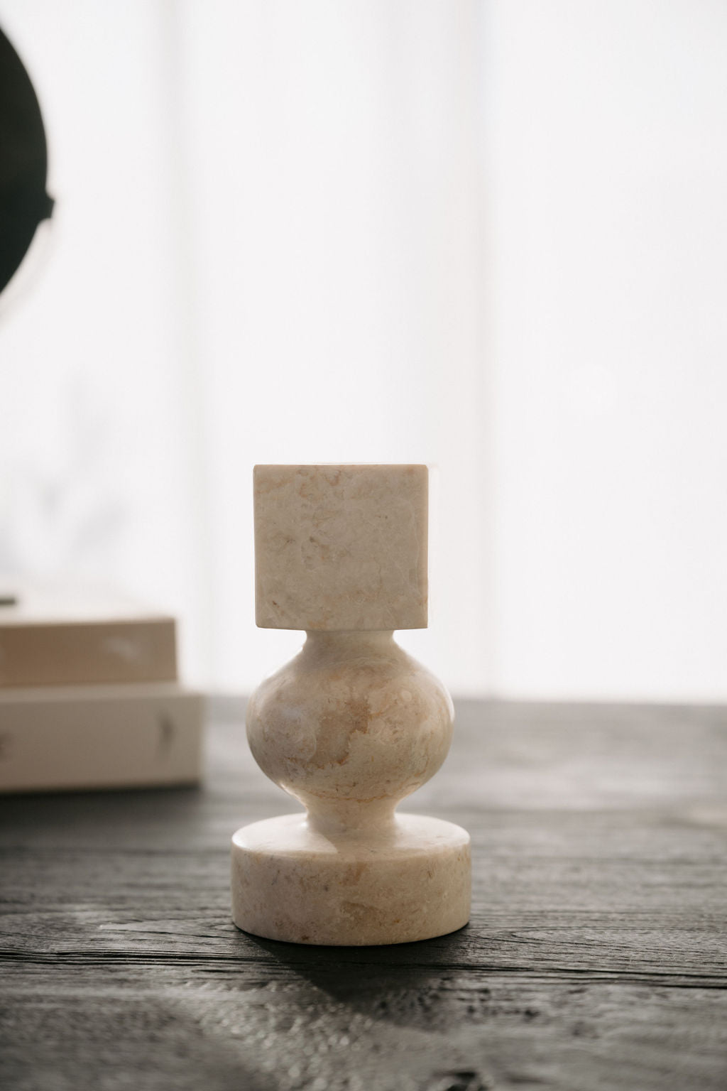 Noor Candle Holder — Cream Marble