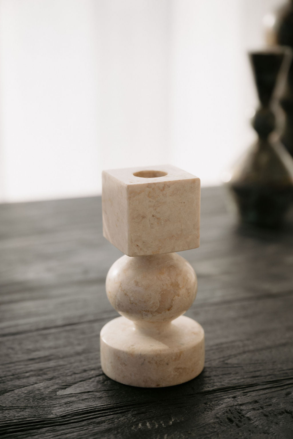 Noor Candle Holder — Cream Marble