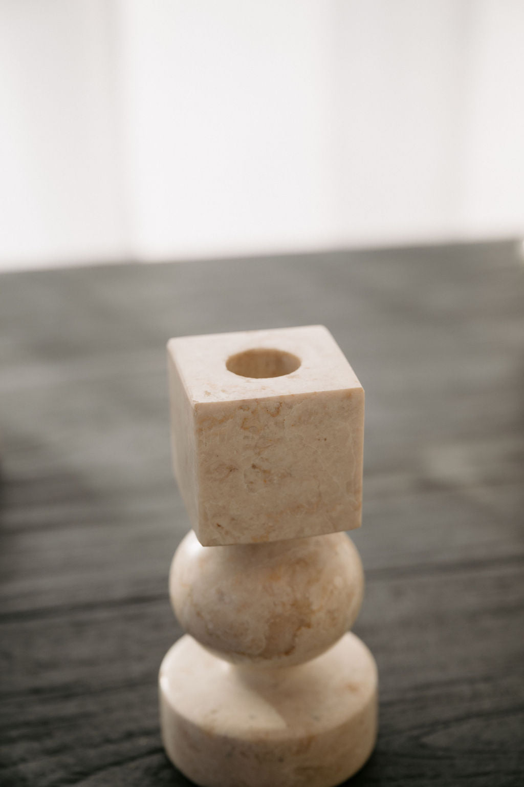 Noor Candle Holder — Cream Marble
