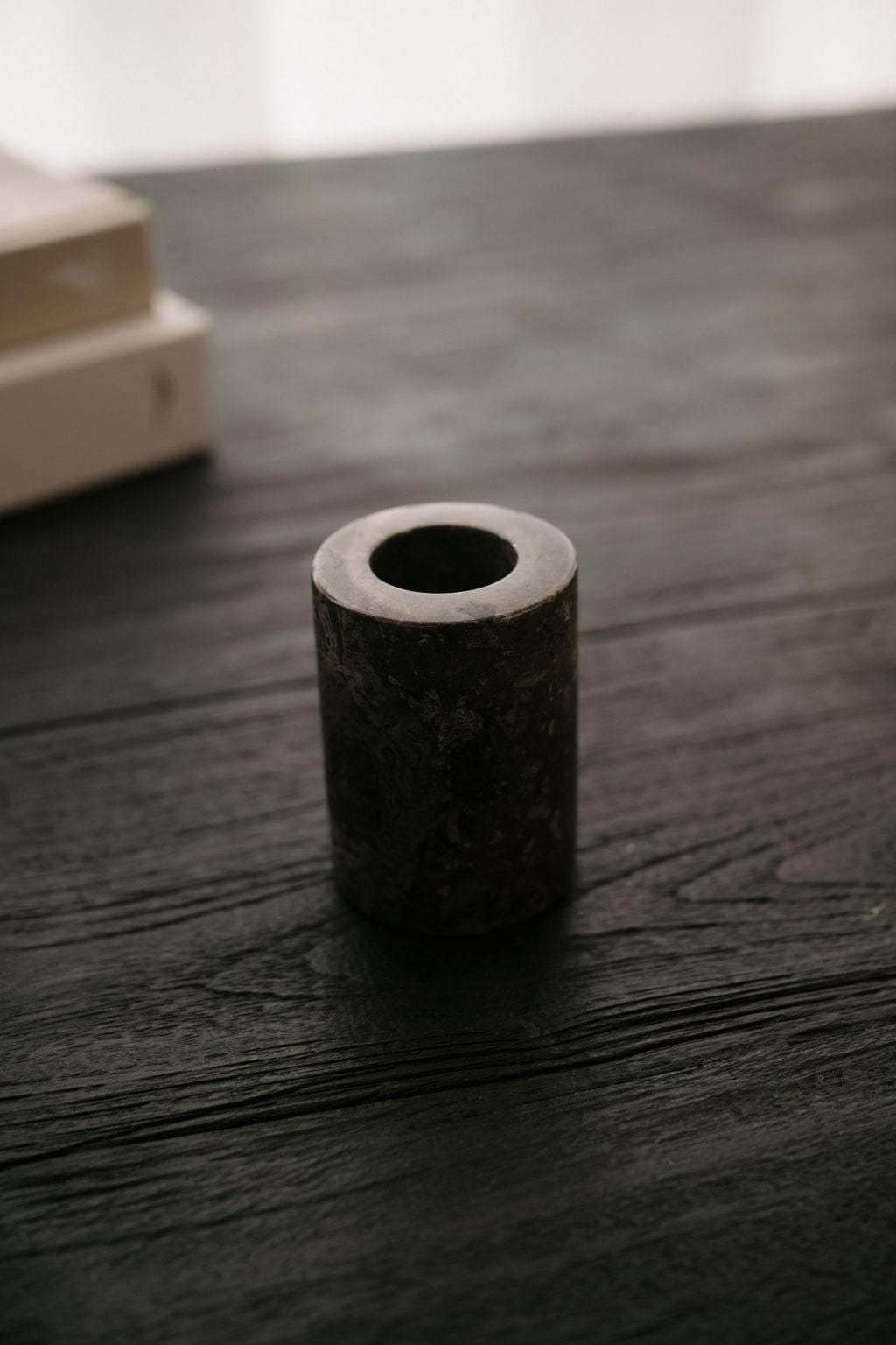 Alina Candle Holder — Black Marble