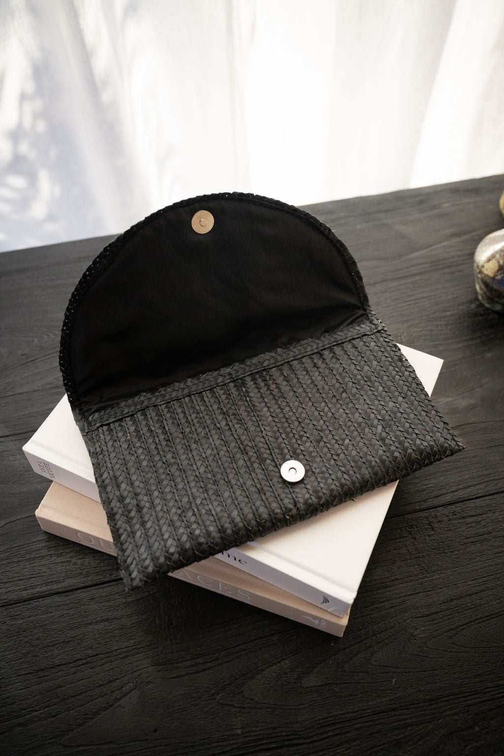 Palm Leaf Clutch — Black