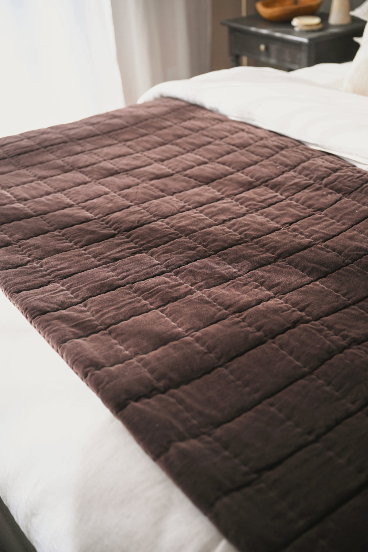 Belvedere Velvet Quilt in Cocoa