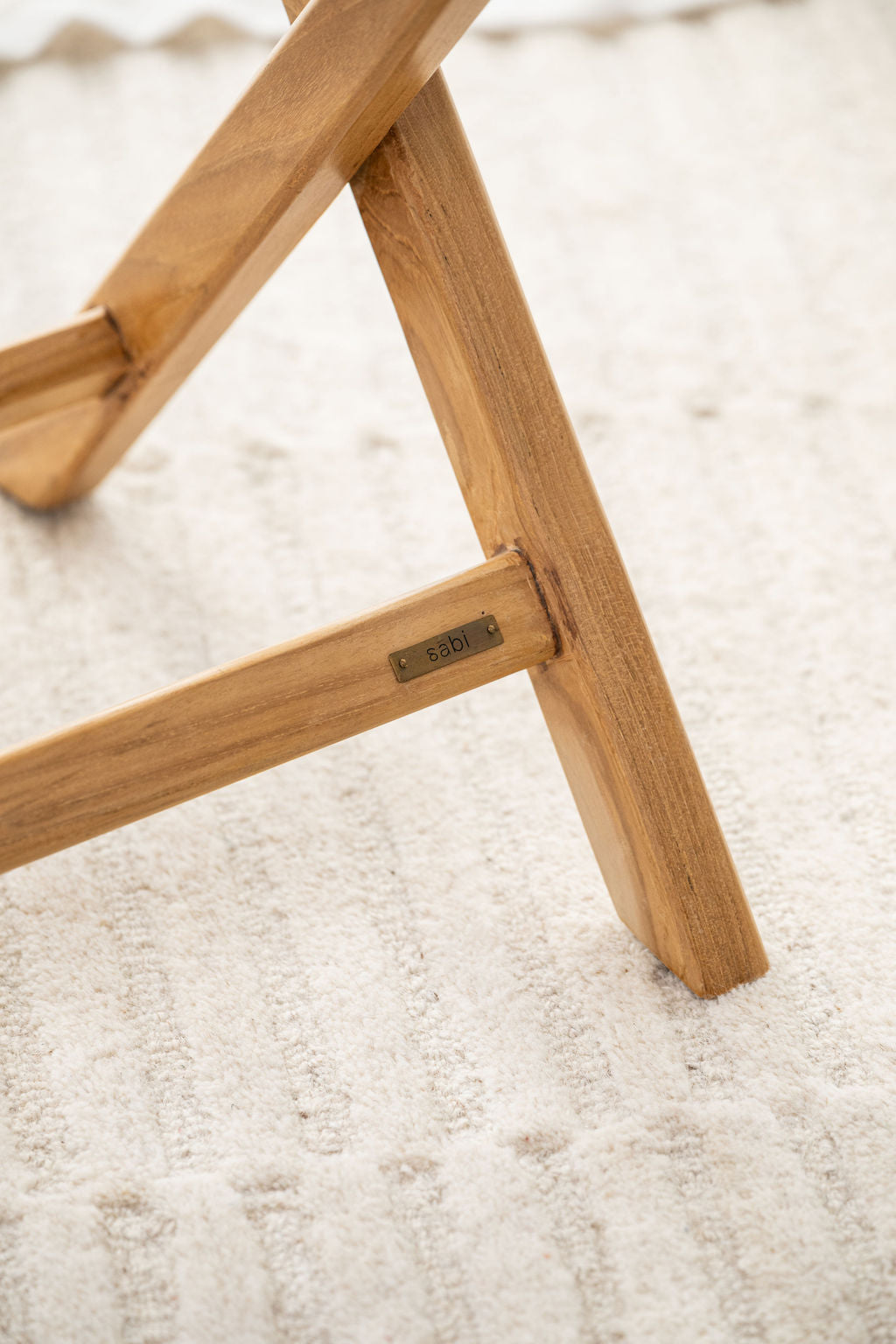 Teak + Leather Folding Luggage Rack — Tan