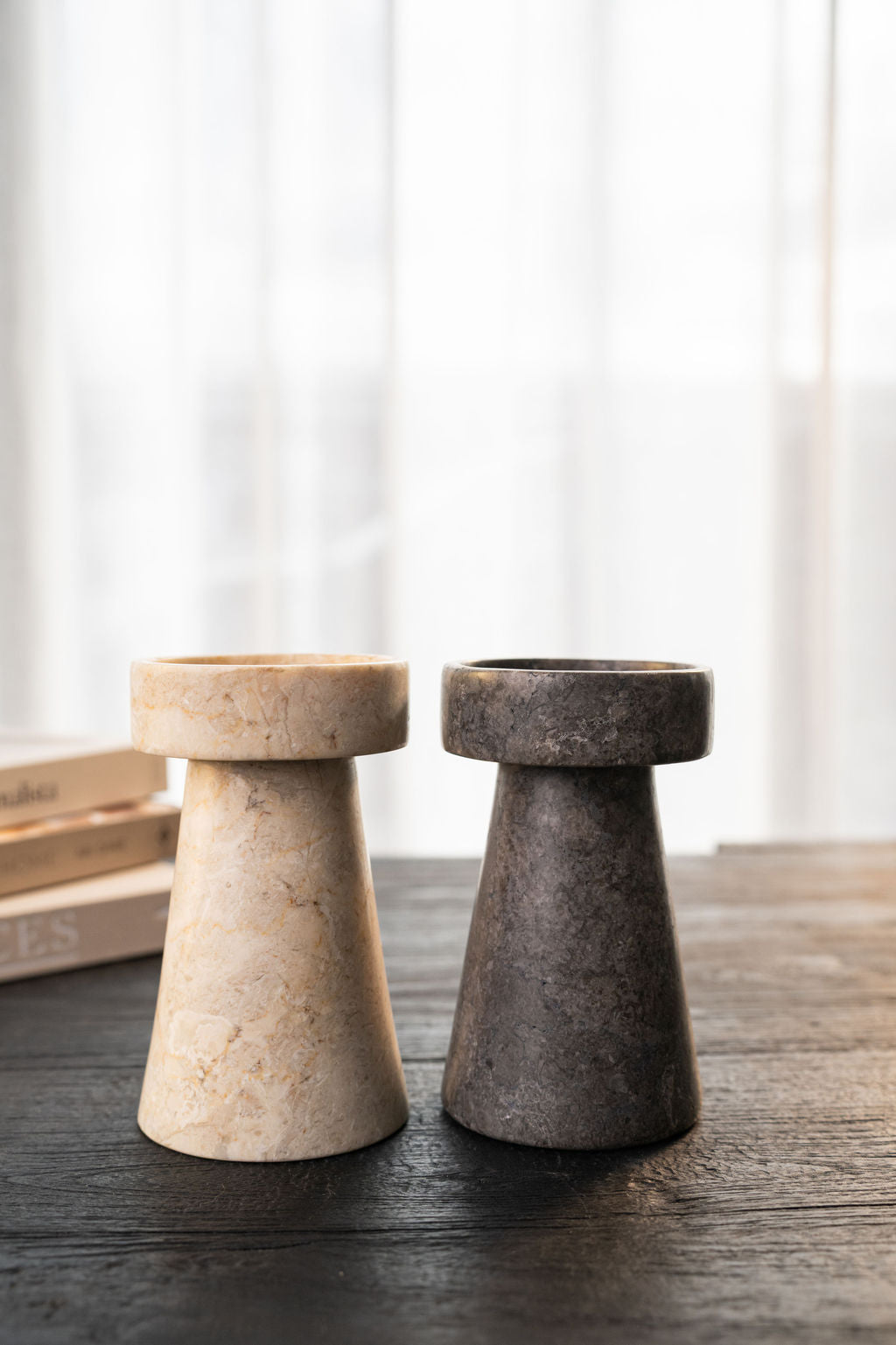Oro Candle Holder - Cream Marble