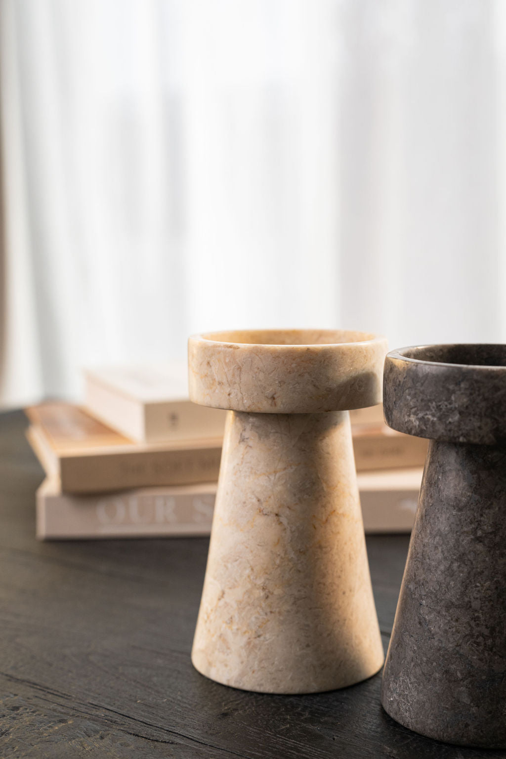 Oro Candle Holder - Cream Marble