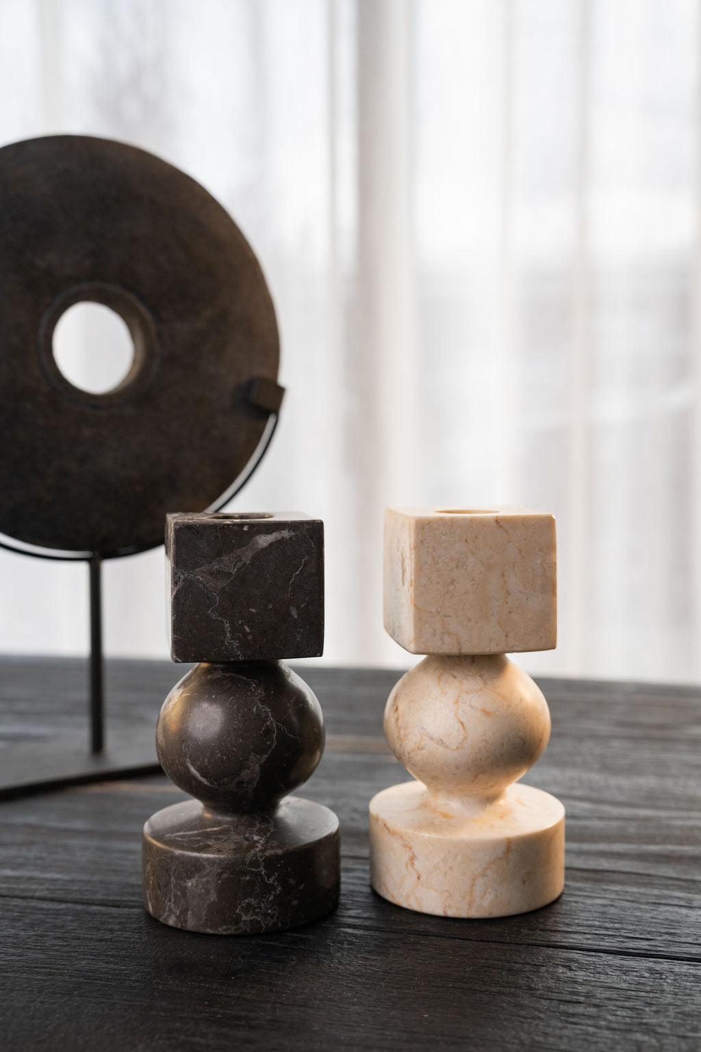 Noor Candle Holder — Cream Marble