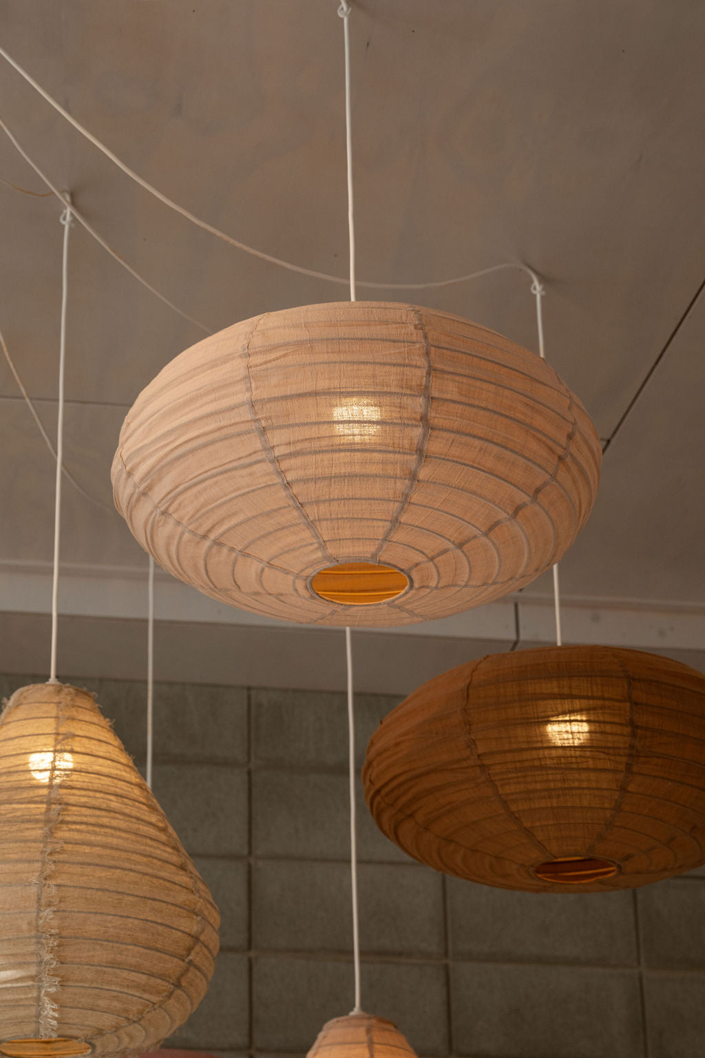 Oval 60cm Lantern — Warm Beige