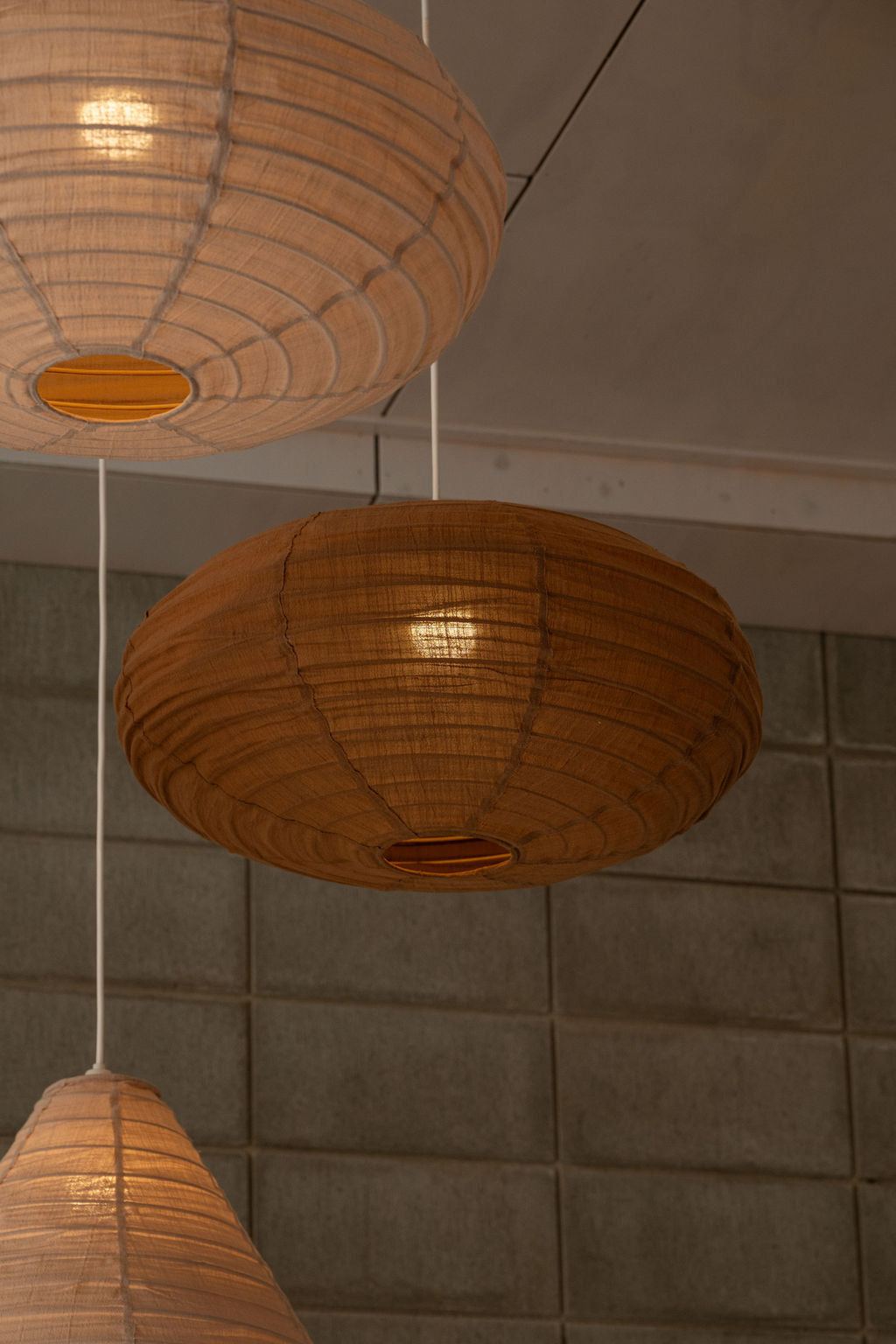 Oval 60cm Lantern — Warm Beige
