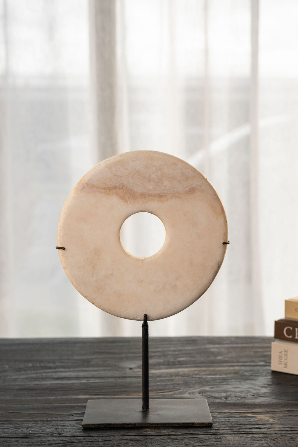 White Eternity Stone On Stand - DIA: 20cm