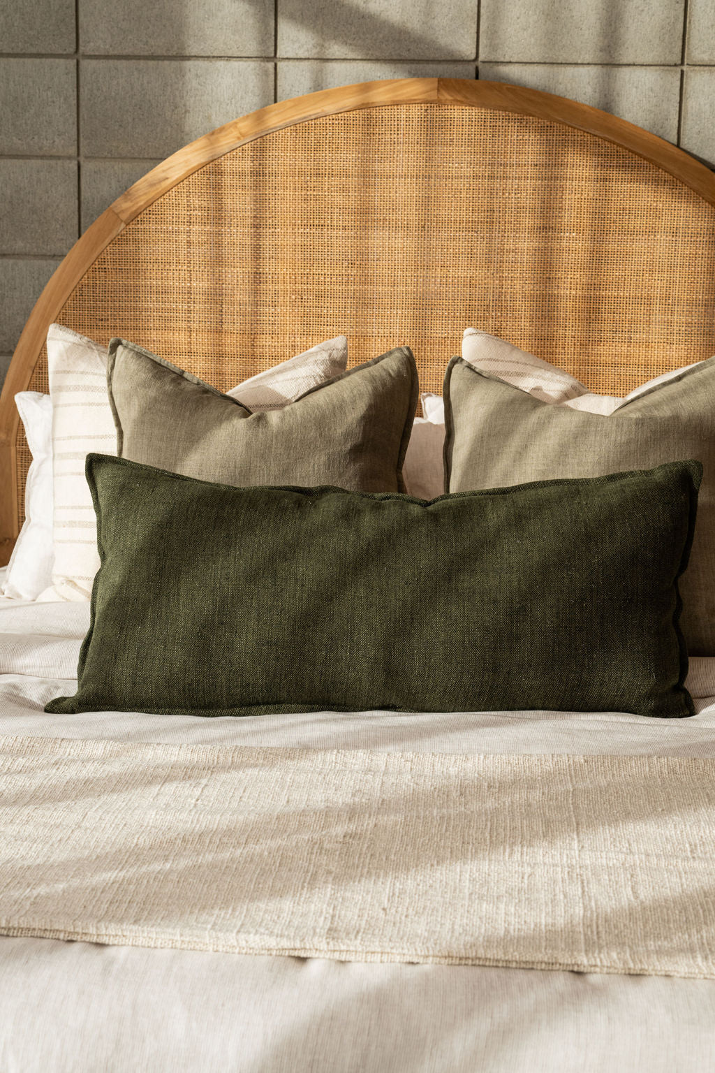 Flaxmill Lodge Long Cushion in Winter Moss
