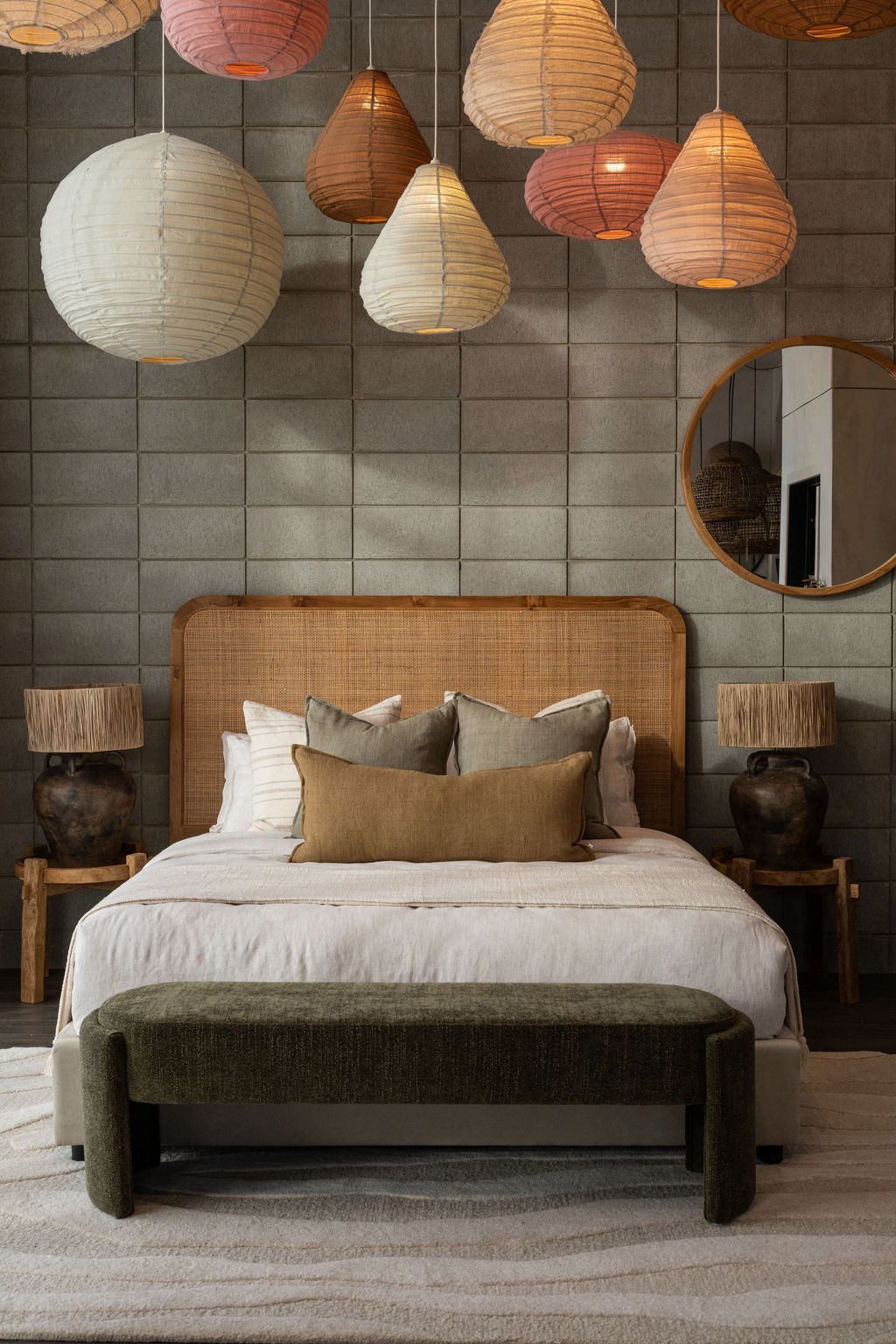 Round 80cm Lantern — Soft Sage