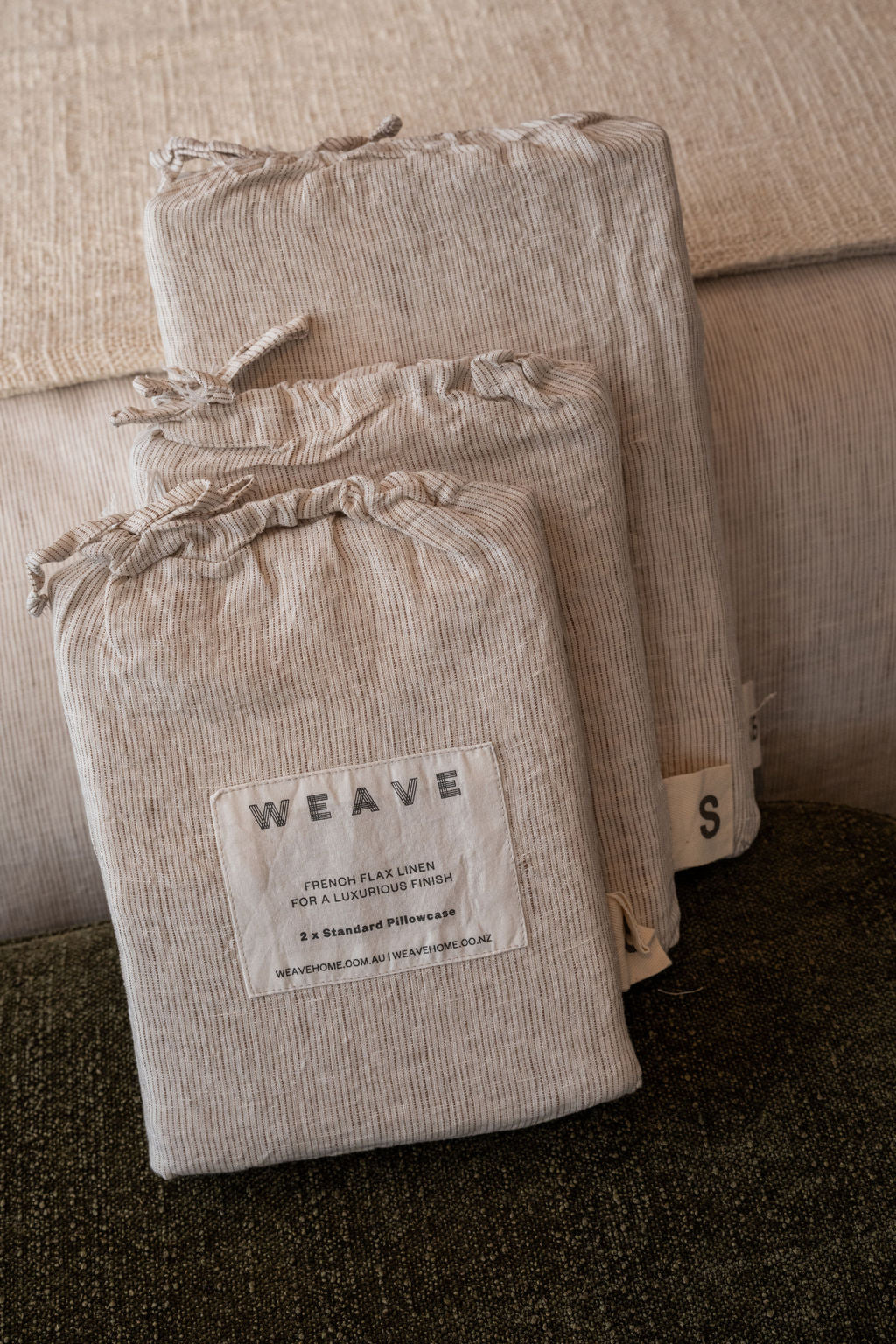Weave Sova Linen Quilt Cover in Savanna Pinstripe