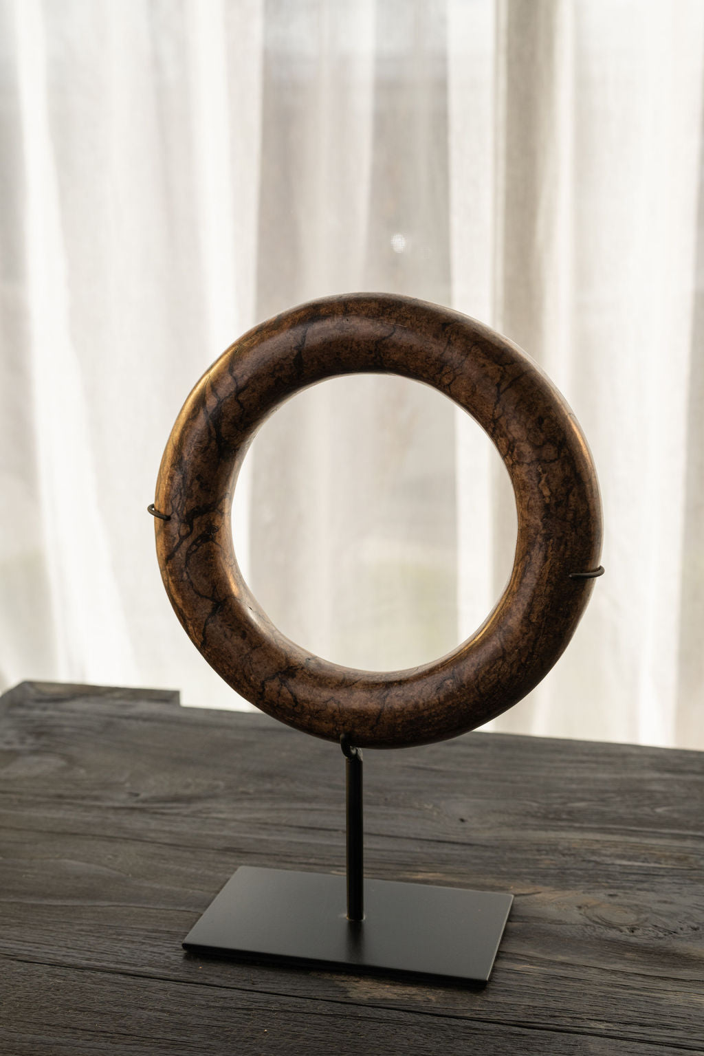 Deep Brown Marble Eternity Bracelet On Stand - 3 Sizes