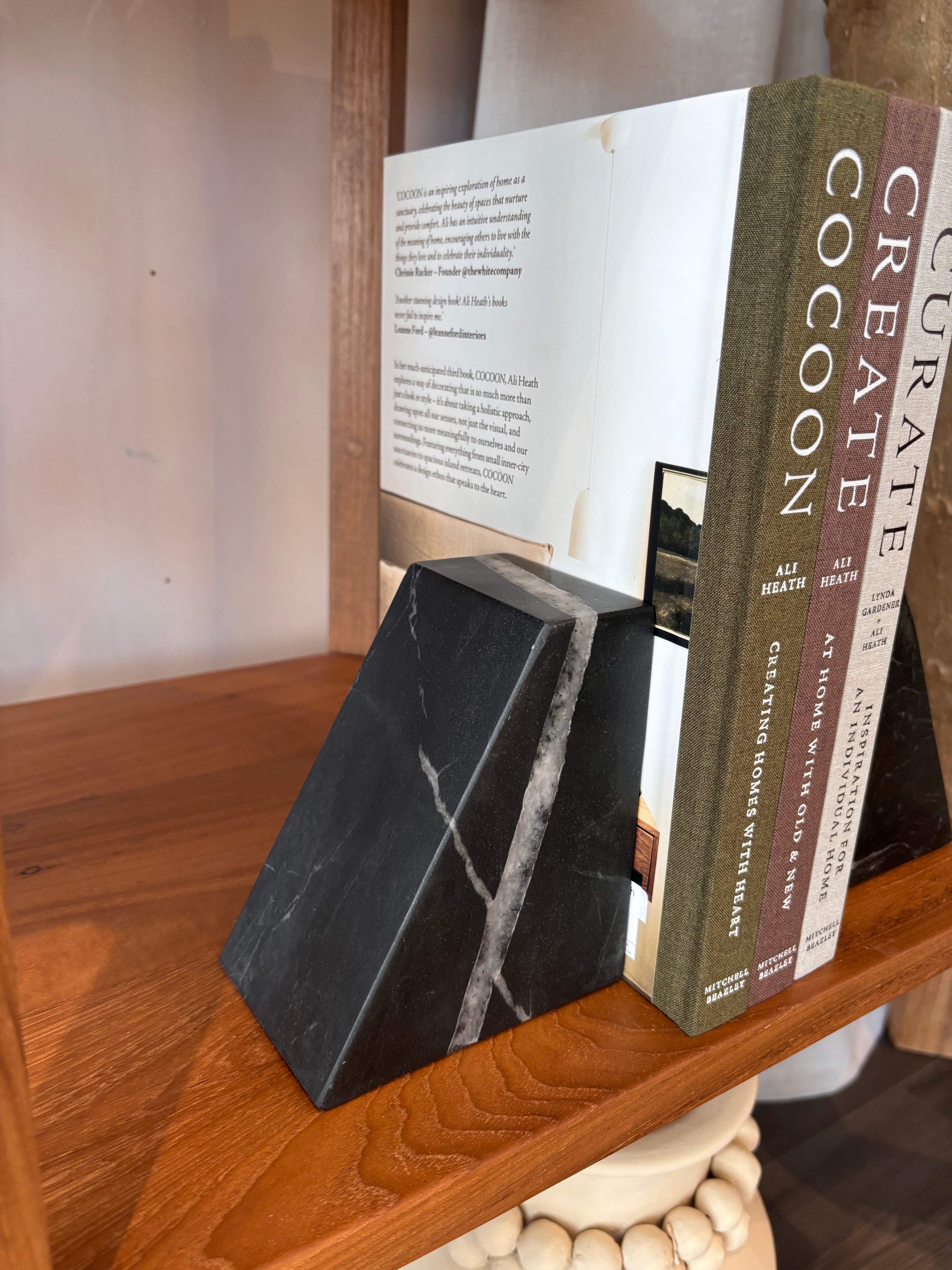 Black Marble Bookends - pair