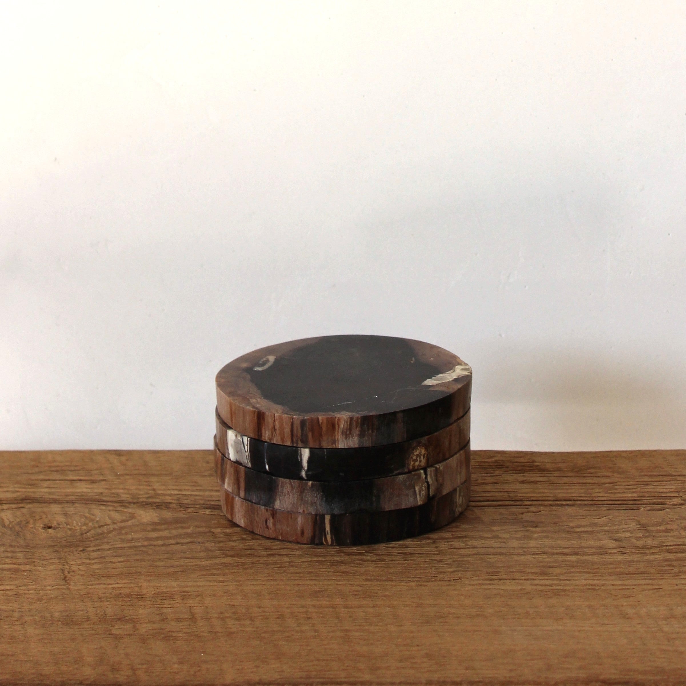 Petrified Wood Coasters Darker Style Set of 4