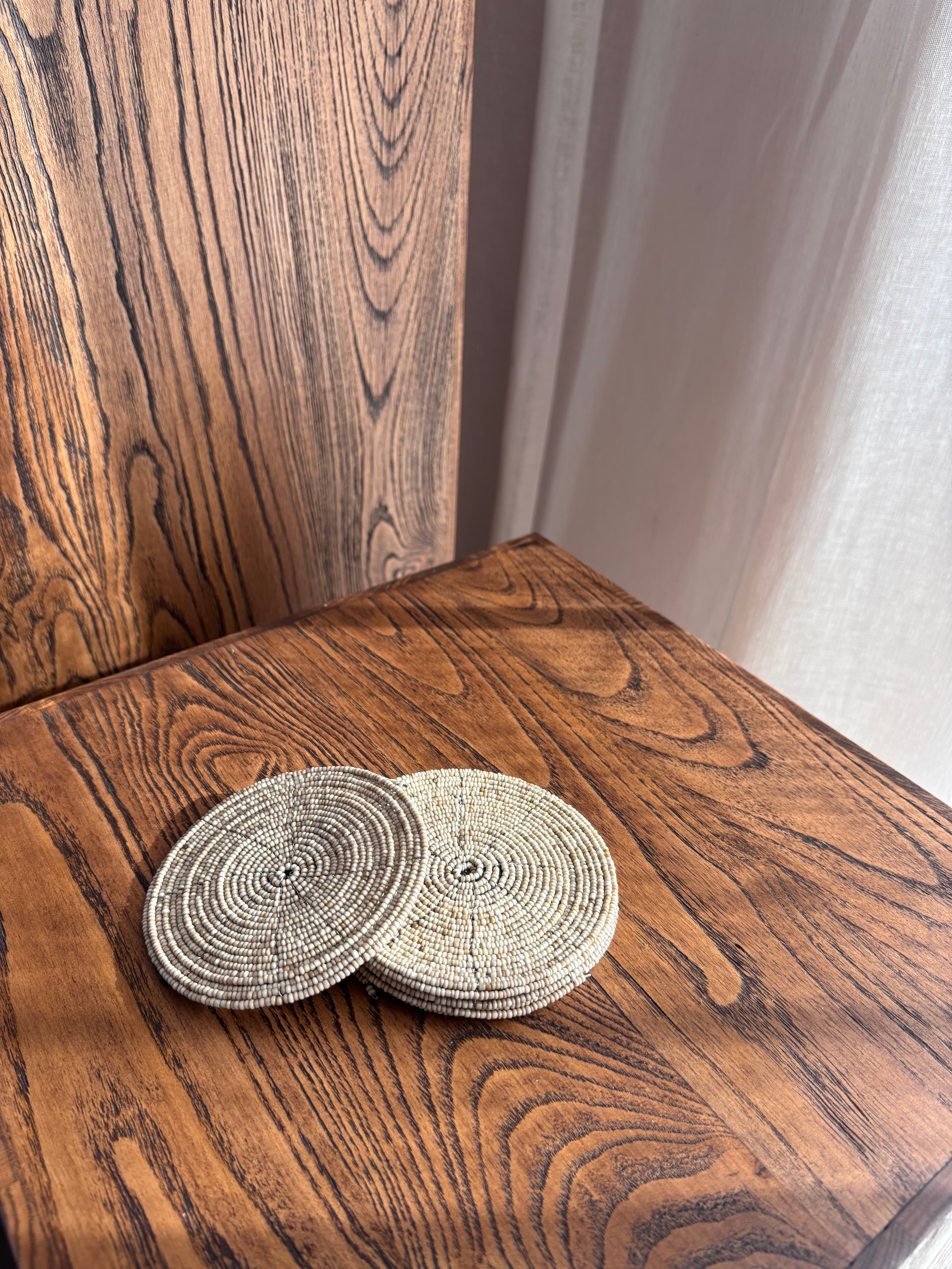 Beaded Coaster - Natural