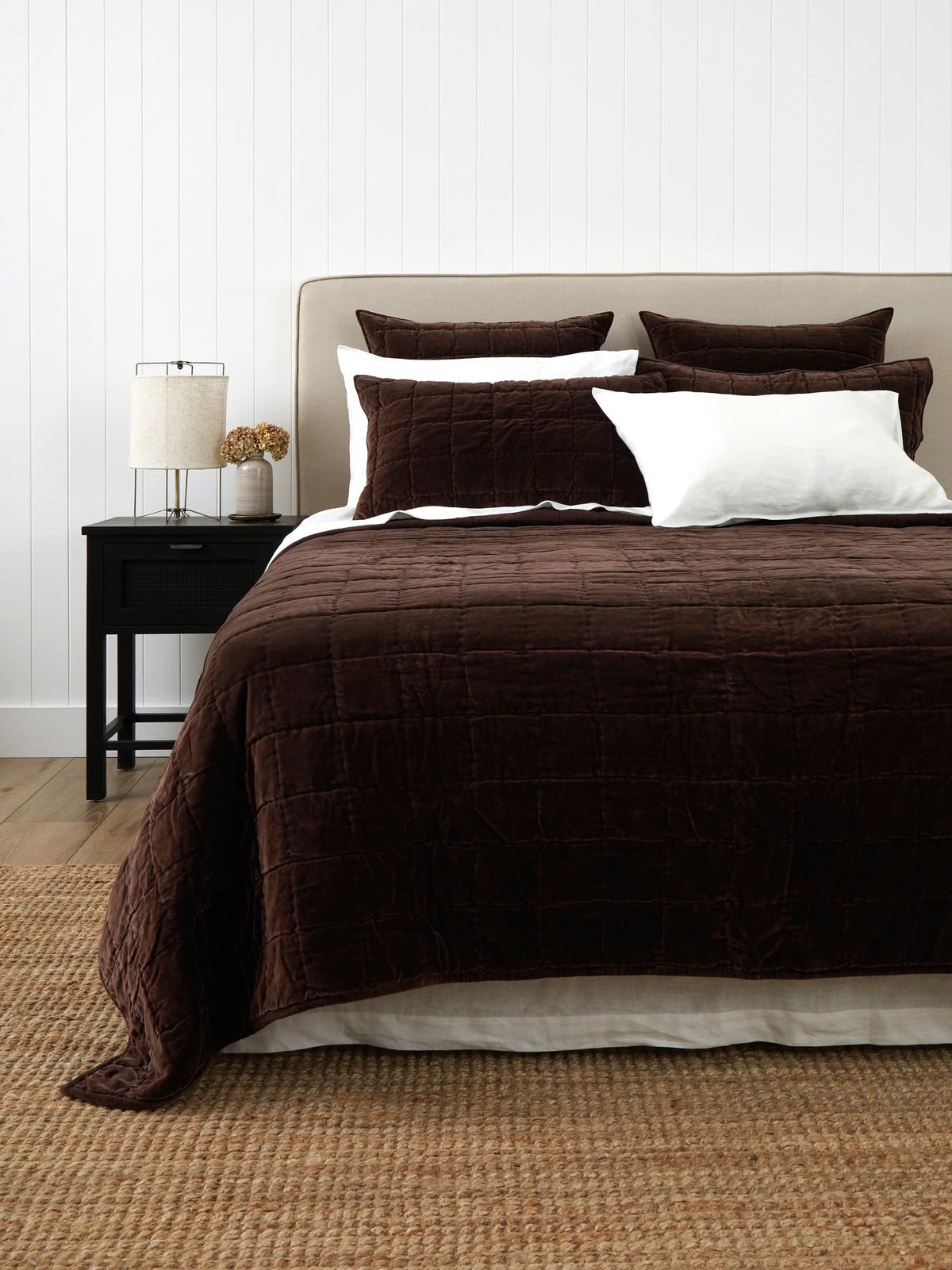 Belvedere Velvet Quilt in Cocoa