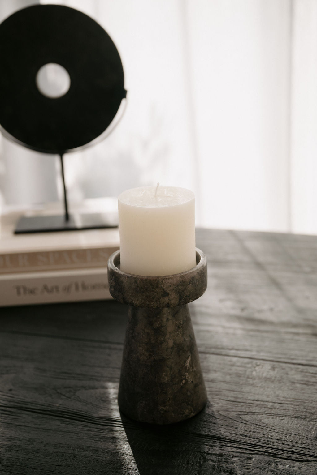 Oro Candle Holder - Black Marble