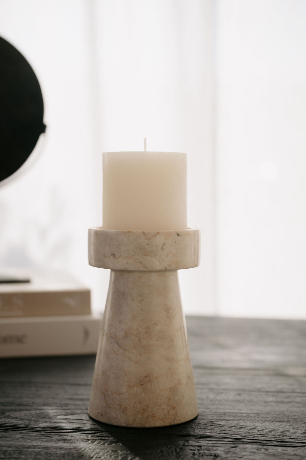 Oro Candle Holder - Cream Marble