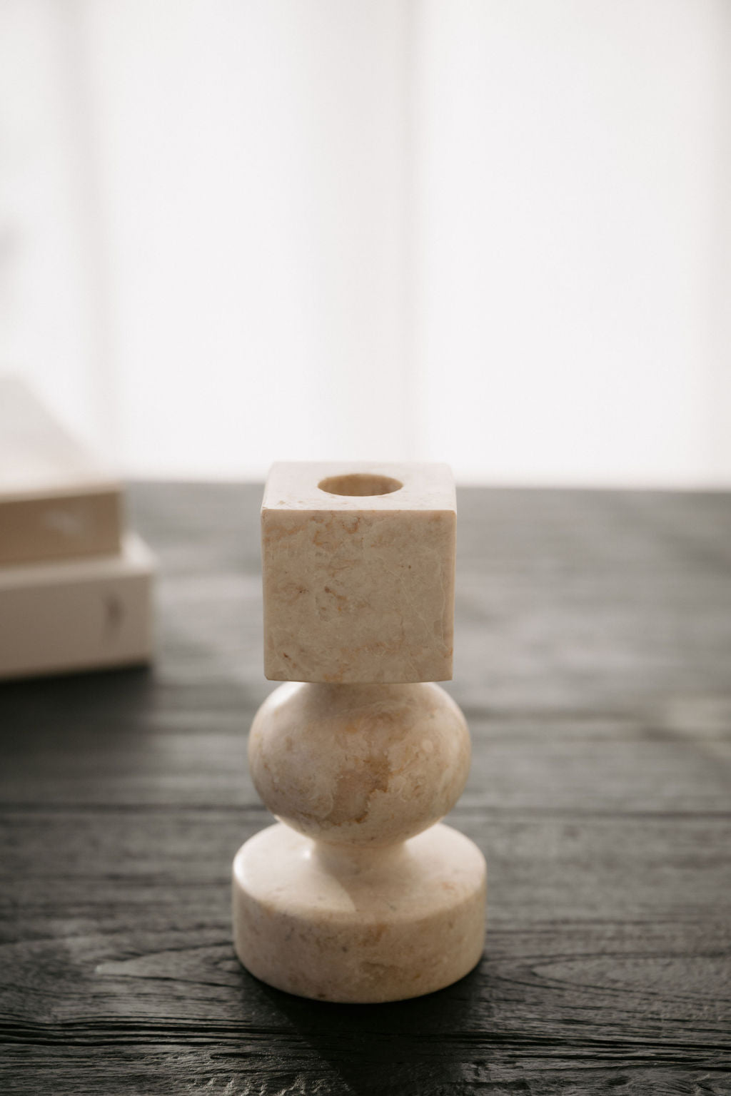 Noor Candle Holder — Cream Marble