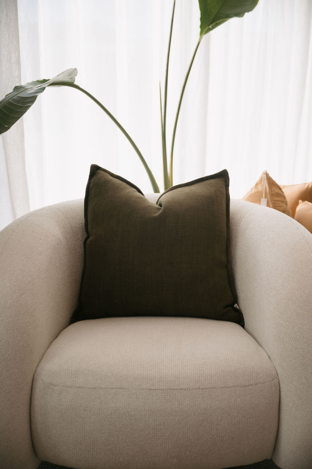 Flaxmill Linen Cushion in Winter Moss