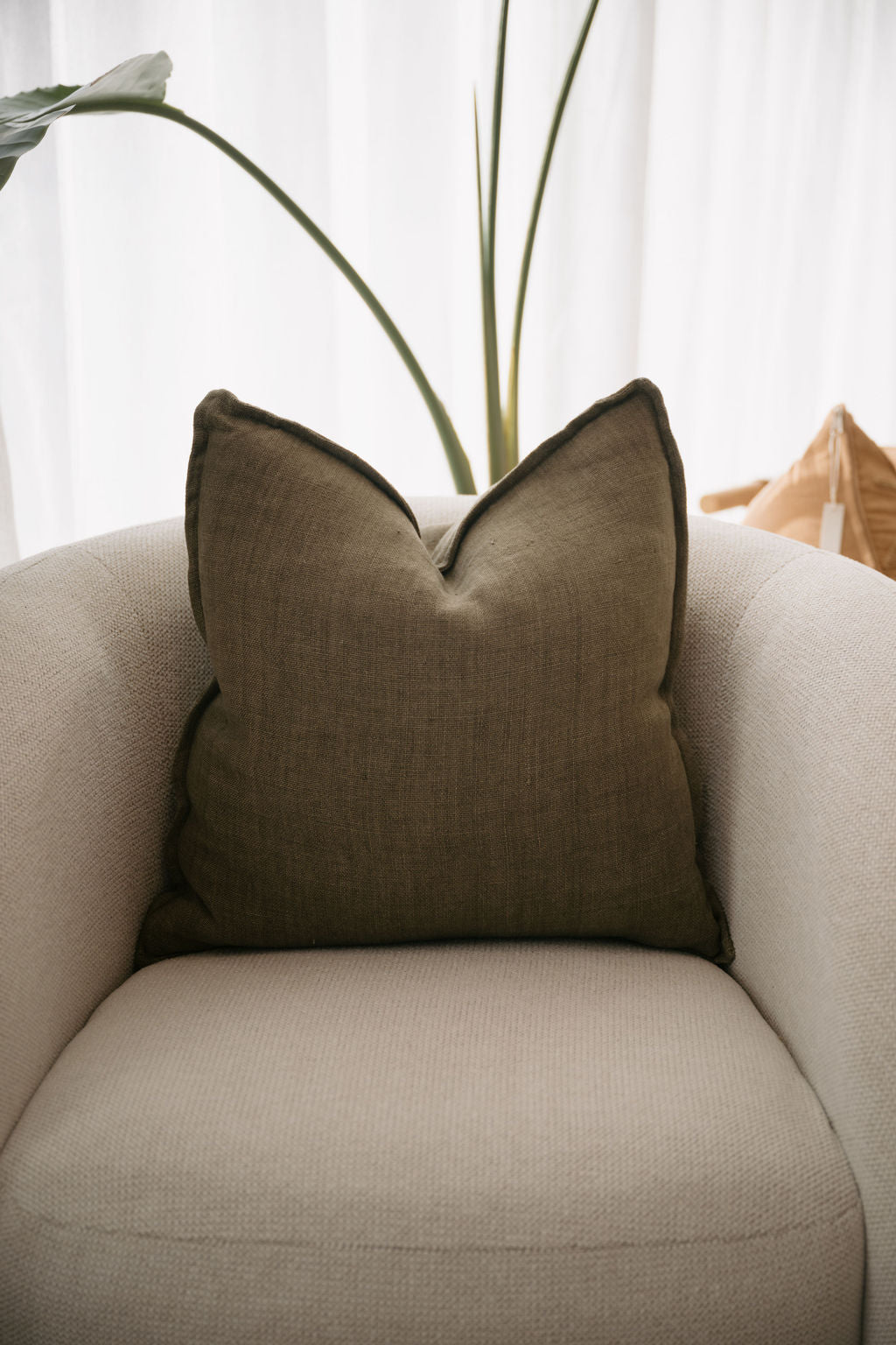 Flaxmill Linen Cushion in Kelp