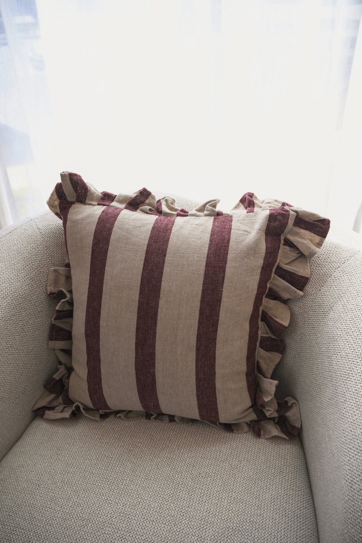 Alba Cushion in Merlot Stripe 50 x 50cm