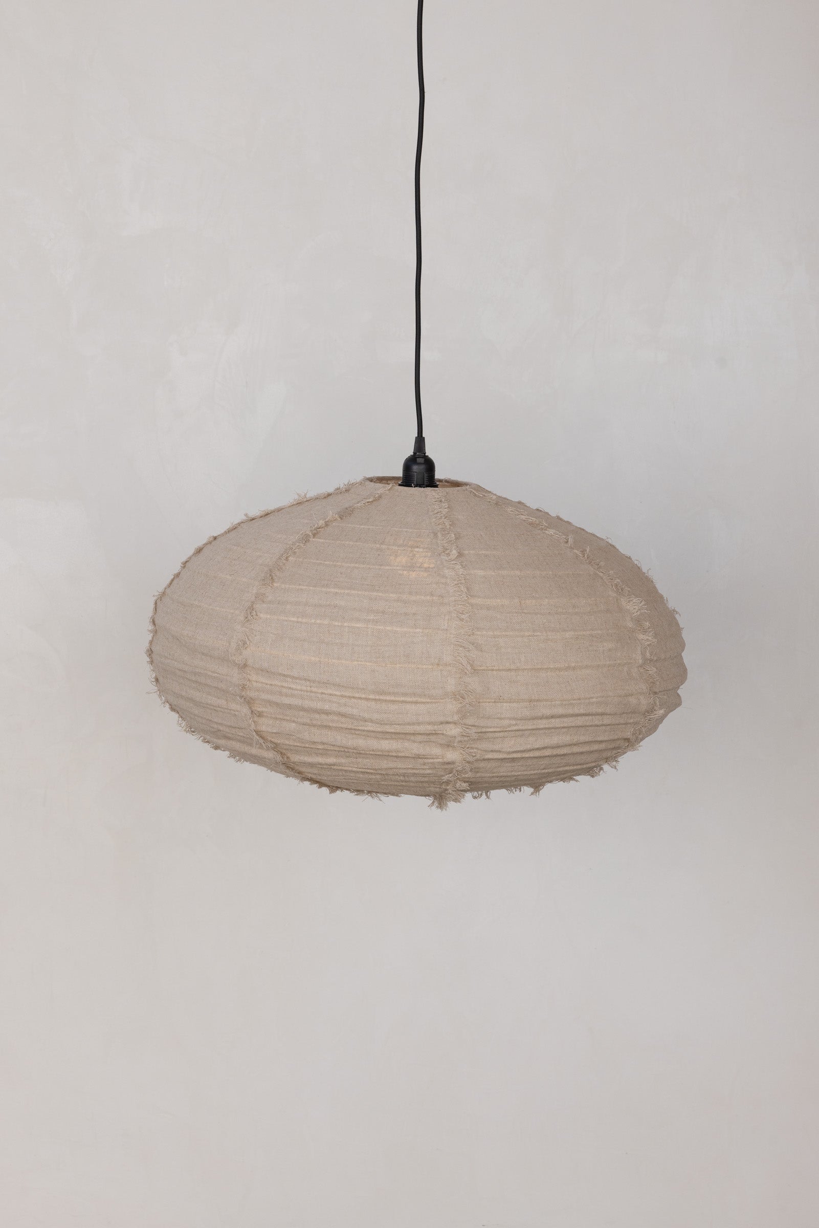 Oval 60cm Lantern — Natural Linen Fringe