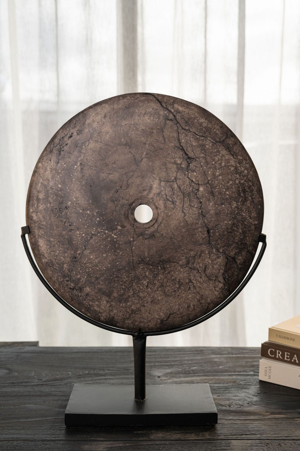 Charcoal Lightening Eternity Stone On Stand - DIA: 40cm