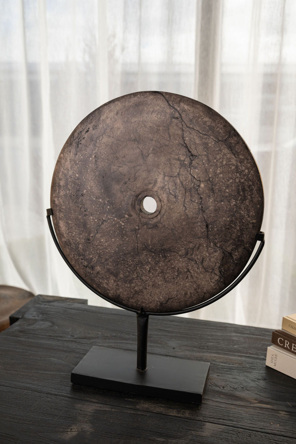 Charcoal Lightening Eternity Stone On Stand - DIA: 40cm