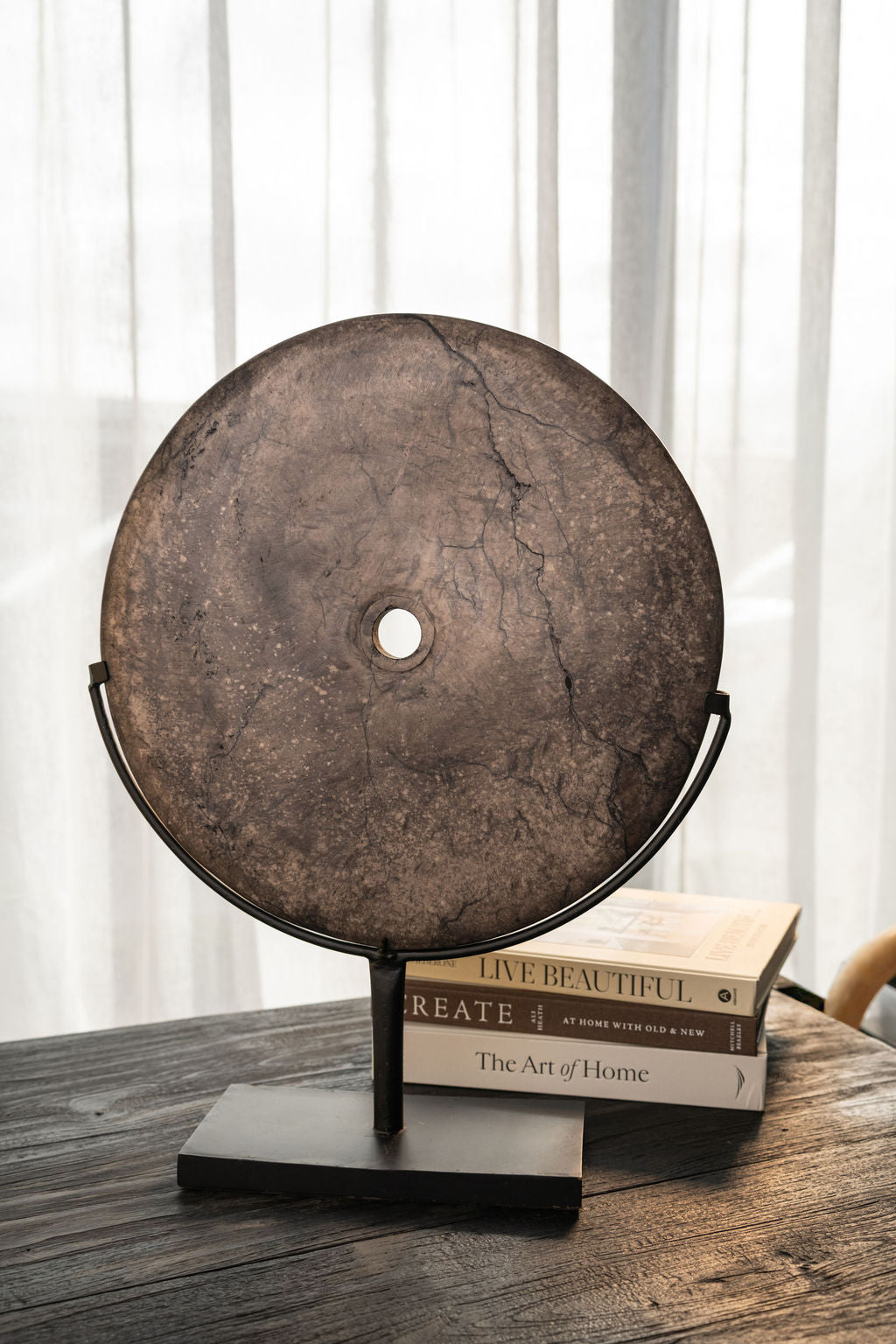 Charcoal Lightening Eternity Stone On Stand - DIA: 40cm
