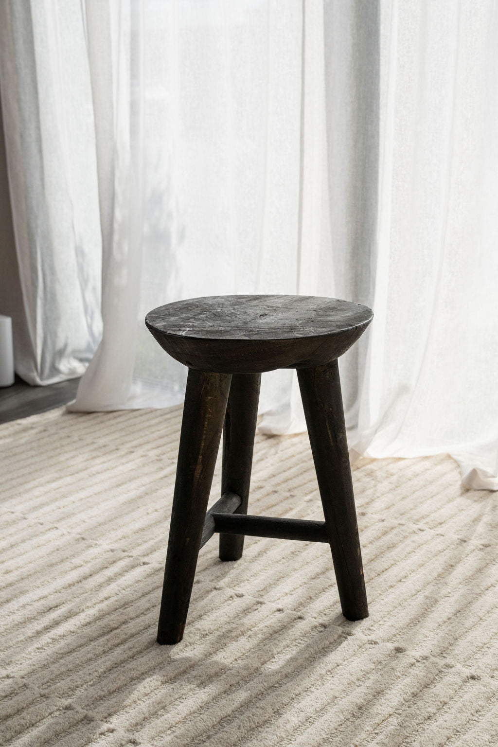 Black Teak Stool
