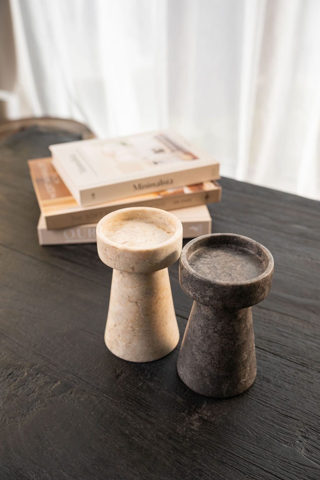 Oro Candle Holder - Cream Marble