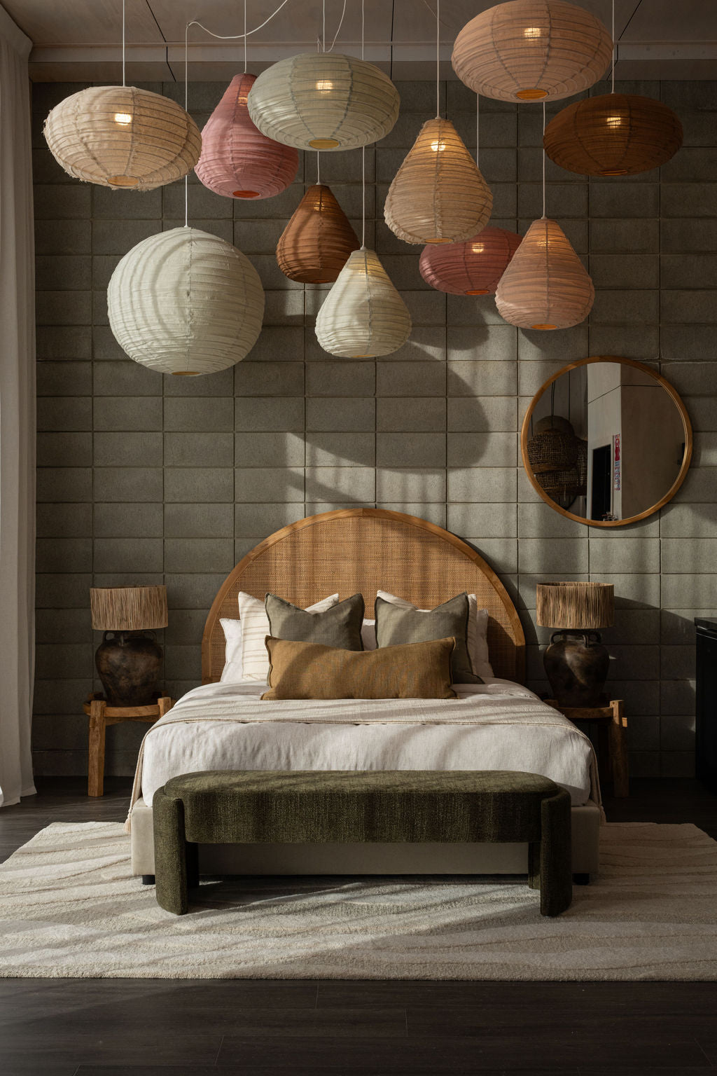 Oval 60cm Lantern — Natural Linen Fringe