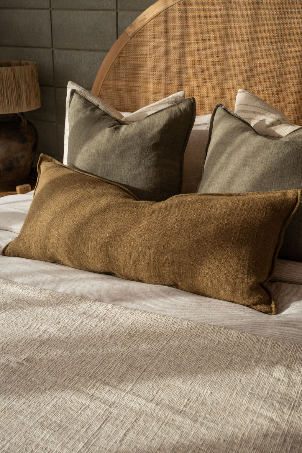 Flaxmill Lodge Long Cushion in Fenugreek