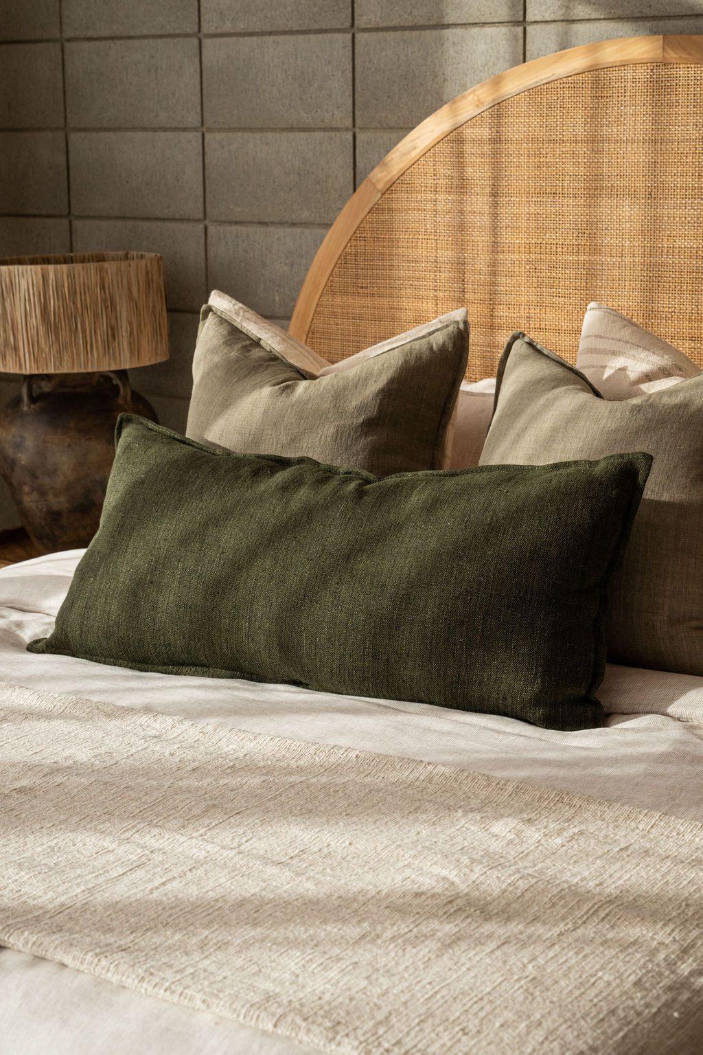 Flaxmill Lodge Long Cushion in Winter Moss